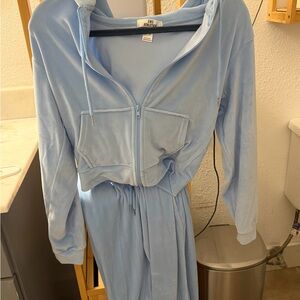Sky Blue Velour Tracksuit SET